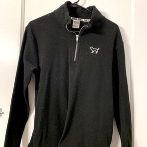 PINK Black Half Zip Pullover Medium